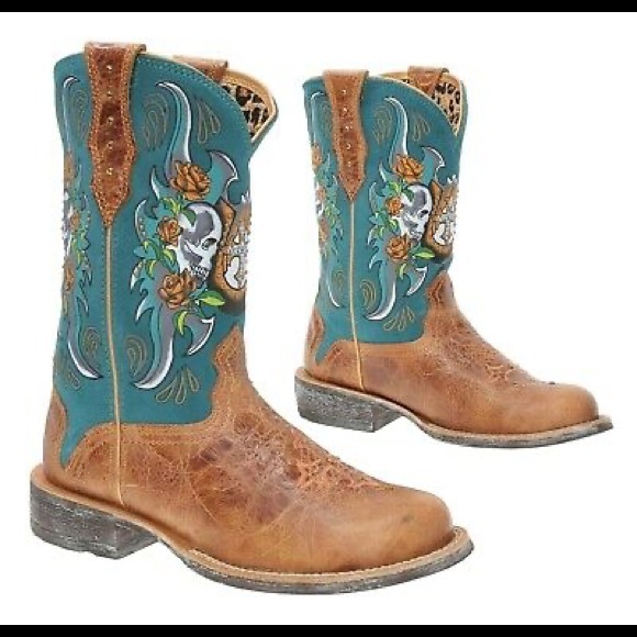 Ariat Rodeobaby Relic bling skull boots size 8B - Picture 8 of 8